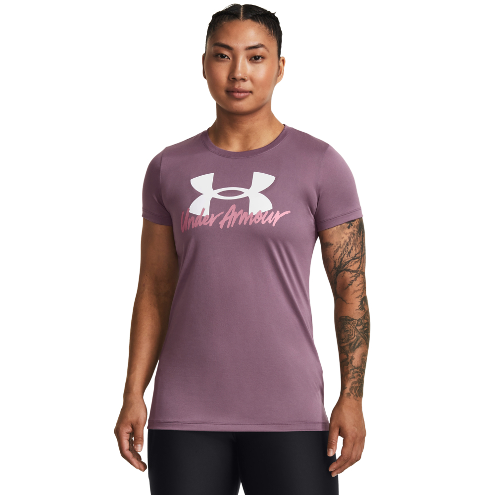 【UNDER ARMOUR】UA 女 Tech Vent短袖T-Shirt _1366129-537(粉紫色) 歷史價格詳細信息