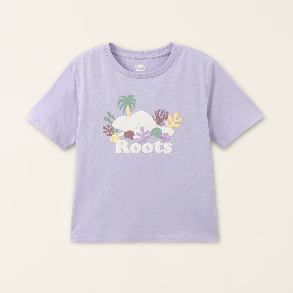 【Roots】Roots女裝-海洋生活家 珊瑚貝殼海狸有機竹節棉短袖T恤(白色) 歷史價格詳細信息
