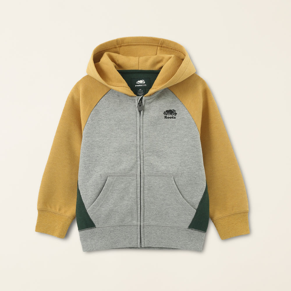 【Roots】Roots小童-城市悠遊系列 海狸LOGO寬鬆剪裁刷毛連帽外套(拼色) 歷史價格詳細信息