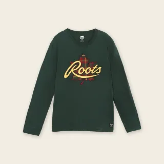【Roots】Roots男裝-經典小木屋系列 格紋刺繡長袖T恤(黑色) 歷史價格詳細信息