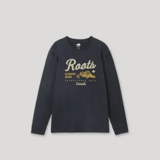 【Roots】Roots男裝-經典小木屋系列 格紋刺繡長袖T恤(黑色) 歷史價格詳細信息