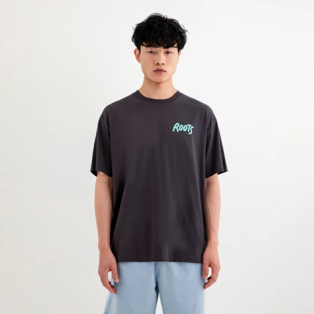 【Roots】Roots男女共款-舒適生活系列 浮凸LOGO有機棉短袖T恤(黑色) 歷史價格詳細信息