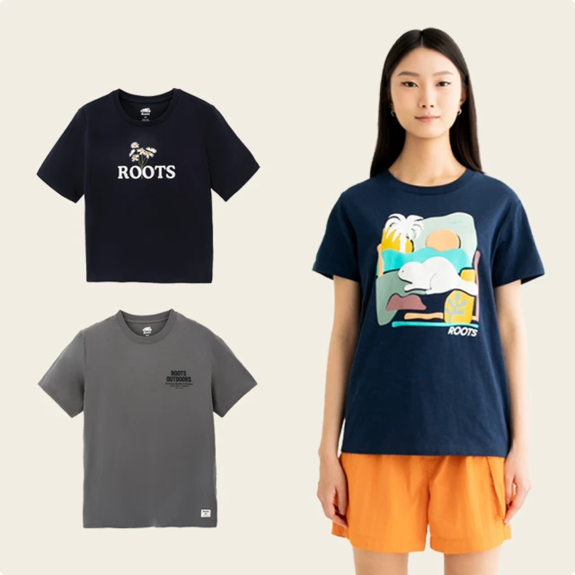 【Roots】Roots男女共款-海洋生活家系列 貝殼印花有機竹節棉短袖T恤(白色) 歷史價格詳細信息
