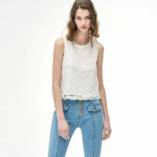 無袖背心 蕾絲 罩衫-鏤空勾花前短後長女裝2色74ab35[獨家進口][米蘭精品] 歷史價格詳細信息