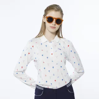 【Lynx Golf】女款吸濕排汗英倫風菱格直條印花長袖POLO衫/高爾夫球衫-粉紅色 歷史價格詳細信息