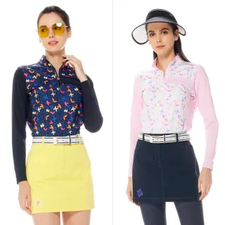 【Lynx Golf】女款合身版遠紅外線功能保暖內刷毛俏皮壓光印花長袖立領POLO衫/高爾夫球衫(二色) 歷史價格詳細信息