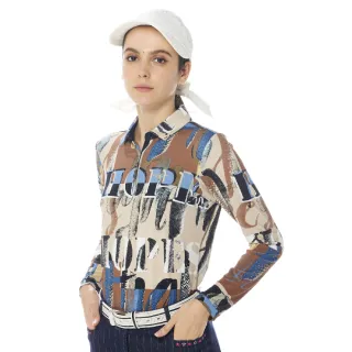 【Lynx Golf】女款歐洲進口布料柔軟舒適黃黑色系動物紋路印花長袖POLO衫-黑色 歷史價格詳細信息