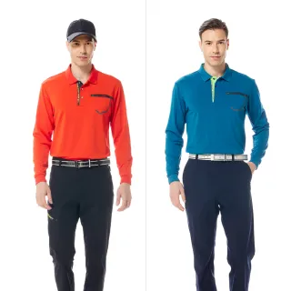 【Lynx Golf】男款遠紅外線功能保暖右肩針織帶剪接地圖印花設計長袖POLO衫(二色) 歷史價格詳細信息