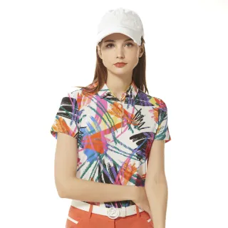 【Lynx Golf】女款歐洲進口布料柔軟舒適黃黑色系動物紋路印花長袖POLO衫-黑色 歷史價格詳細信息