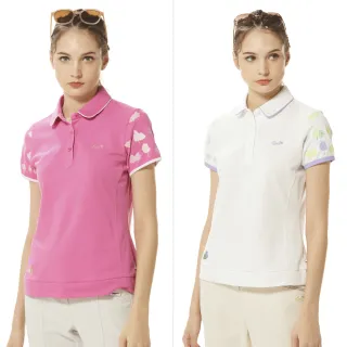 【Lynx Golf】女款吸溼排汗半身斜紋印花兩袖織帶設計短袖立領POLO衫/高爾夫球衫(粉紅色) 歷史價格詳細信息