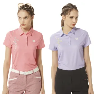 【Lynx Golf】女款吸溼排汗半身斜紋印花兩袖織帶設計短袖立領POLO衫/高爾夫球衫(粉紅色) 歷史價格詳細信息
