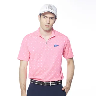 【Lynx Golf】男款吸濕排汗厚款極簡風線條印花長袖立領POLO衫(二色) 歷史價格詳細信息