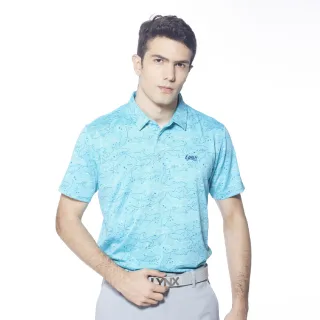 【Lynx Golf】男款吸溼排汗機能羅紋領設計滿版月亮星星印花胸袋款短袖POLO衫/高爾夫球衫-白色 歷史價格詳細信息