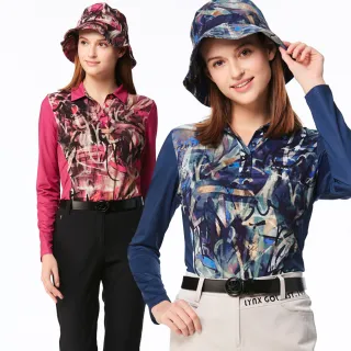 【Lynx Golf】女款歐洲進口布料柔軟舒適黃黑色系動物紋路印花長袖POLO衫-黑色 歷史價格詳細信息