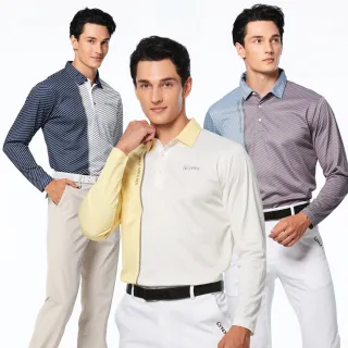 【Lynx Golf】男款吸溼排汗彈性舒適經典黑白條紋LOGO織帶剪接設計平口休閒長褲(二色) 歷史價格詳細信息