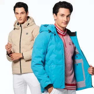 【Lynx Golf】男款保暖防風羽絨壓紋設計羅紋內領後背剪接印花拉鍊口袋長袖外套(三色) 歷史價格詳細信息