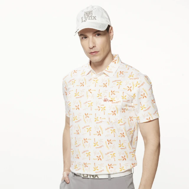 【Lynx Golf】男款吸溼排汗機能羅紋領設計滿版月亮星星印花胸袋款短袖POLO衫/高爾夫球衫-白色 歷史價格詳細信息