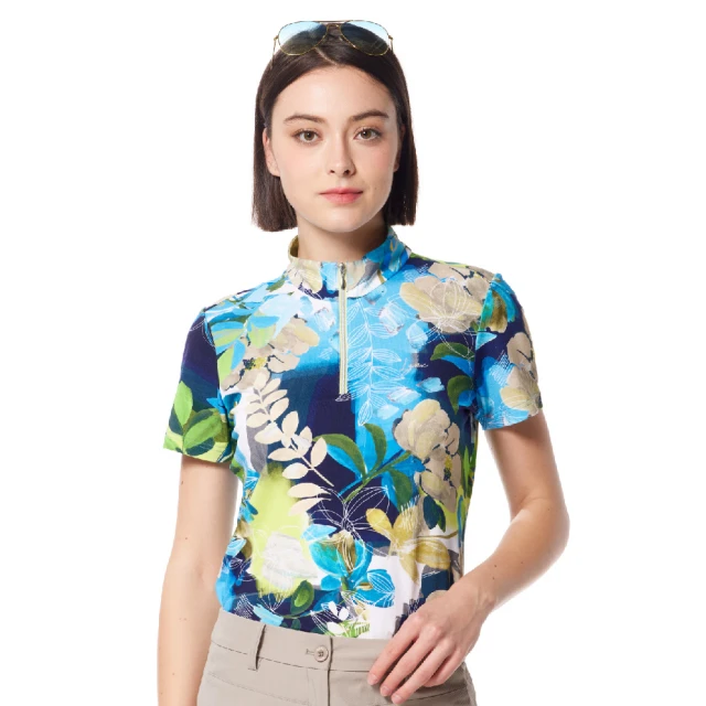 【Lynx Golf】女款歐洲進口布料柔軟舒適黃黑色系動物紋路印花長袖POLO衫-黑色 歷史價格詳細信息