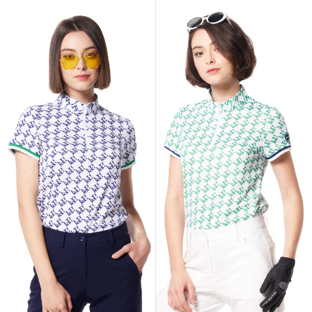 【Lynx Golf】女款吸排涼感山貓小花點點圖樣後領包邊帶設計短袖立領POLO衫/高爾夫球衫(二色) 歷史價格詳細信息