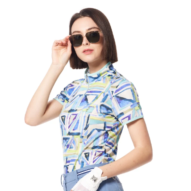 【Lynx Golf】女款歐洲進口布料柔軟舒適黃黑色系動物紋路印花長袖POLO衫-黑色 歷史價格詳細信息