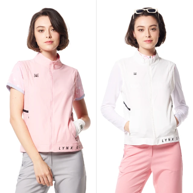 【Lynx Golf】女款吸溼排汗機能織帶剪接設計後背山貓沖孔配布造型無袖背心(二色) 歷史價格詳細信息