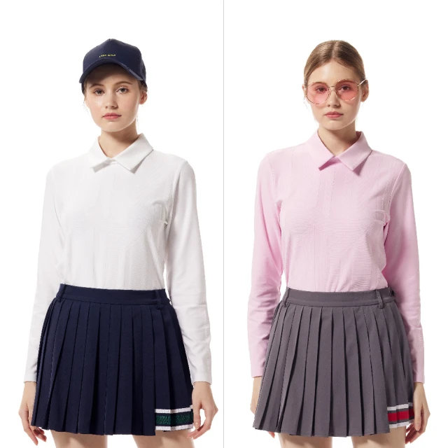 【Lynx Golf】女款合身版吸排抗UV翻領設計半身星芒印花長袖POLO衫/高爾夫球衫(二色) 歷史價格詳細信息