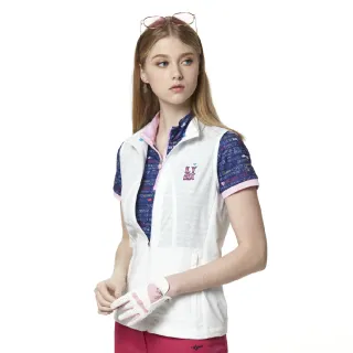 【Lynx Golf】女款彈性舒適羅紋造型袖配色設計LOGO緹花工藝短袖POLO領毛衣(二色) 歷史價格詳細信息