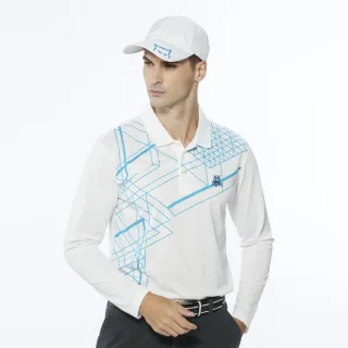 【Lynx Golf】男款吸濕排汗厚款極簡風線條印花長袖立領POLO衫(二色) 歷史價格詳細信息