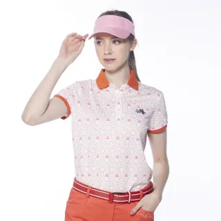 【Lynx Golf】女款合身版吸排抗UV翻領設計半身星芒印花長袖POLO衫/高爾夫球衫(二色) 歷史價格詳細信息