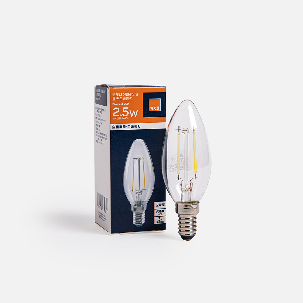 【特力屋】金星LED燈絲燈泡1W 橘黃光 E12 蠟燭型 歷史價格詳細信息