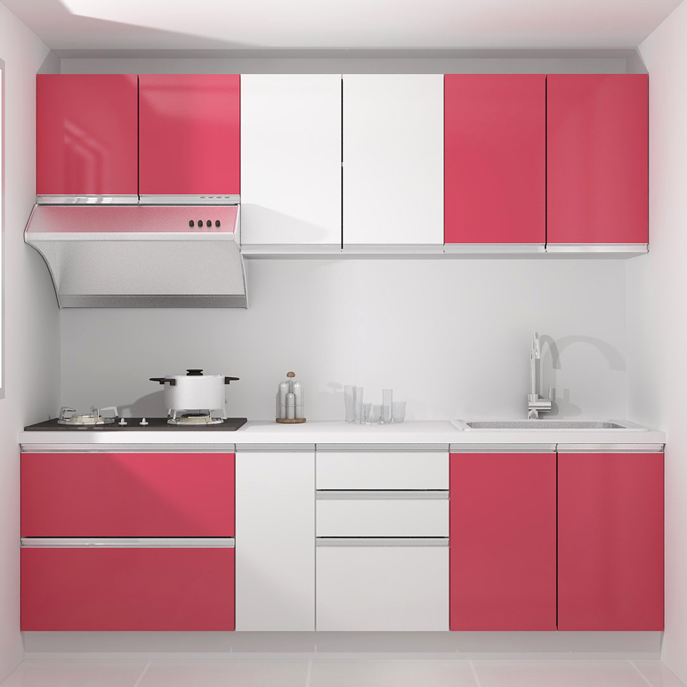 中區-結烤定規廚具240cm A-上櫃G001 白色+下櫃G009紅 EC 歷史價格詳細信息