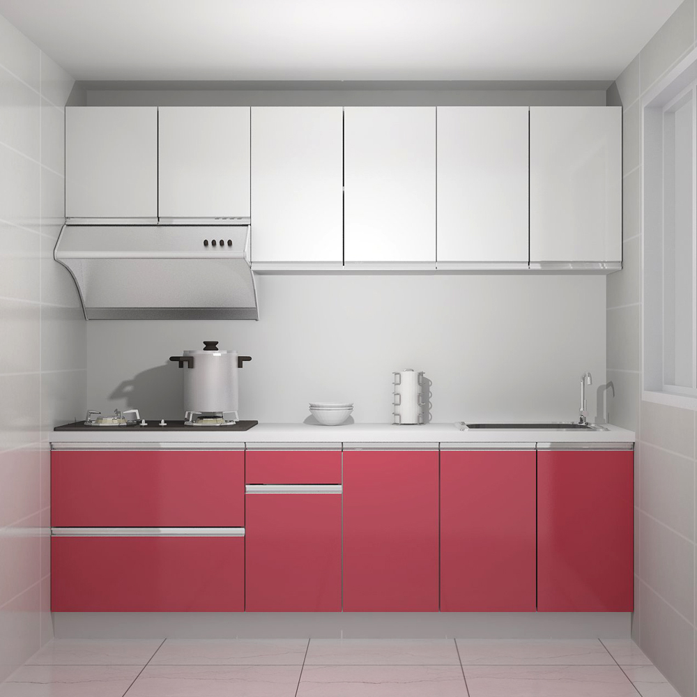 中區-結烤定規廚具240cm A-上櫃G001 白色+下櫃G009紅 EC 歷史價格詳細信息