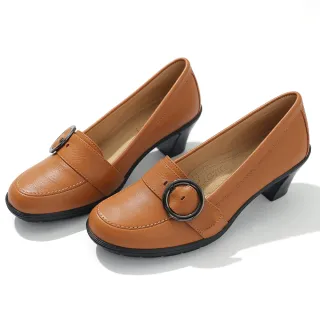 【DIANA】6cm 質感牛皮金屬圓環皮帶飾釦圓頭車線方塊粗高跟鞋(奶茶) 歷史價格詳細信息