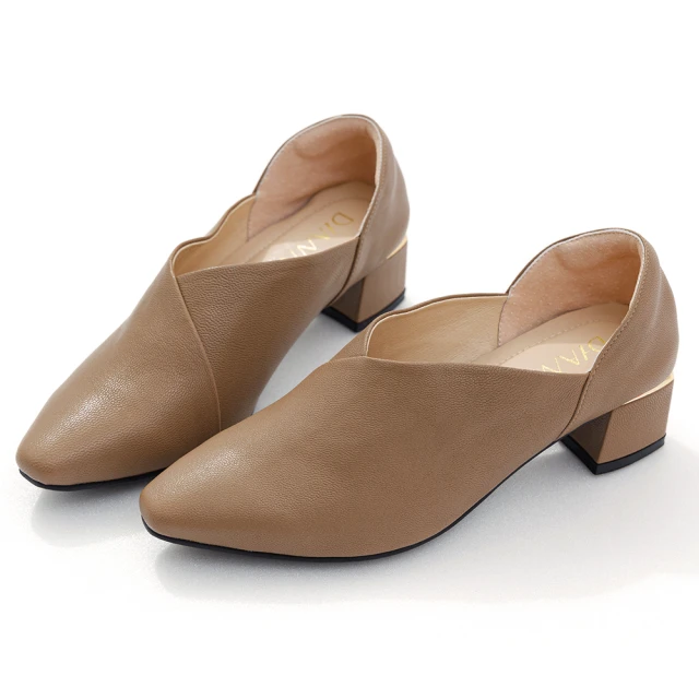 【DIANA】4.5 cm質感羊皮金屬方釦飾尖頭粗跟鞋(-漫步雲端焦糖美人) 歷史價格詳細信息