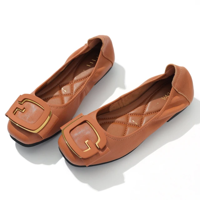 【DIANA】1.5 cm質感牛皮金屬G字母飾釦緞帶蝴蝶結低跟娃娃鞋(小黑糖) 歷史價格詳細信息