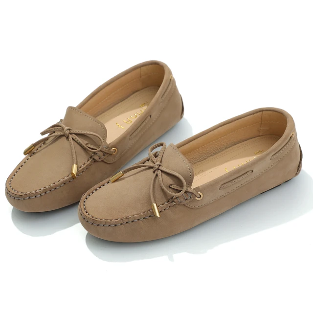 【DIANA】磨砂牛皮蝴蝶結柔軟莫卡辛娃娃鞋-漫步雲端焦糖美人(棕色) 歷史價格詳細信息