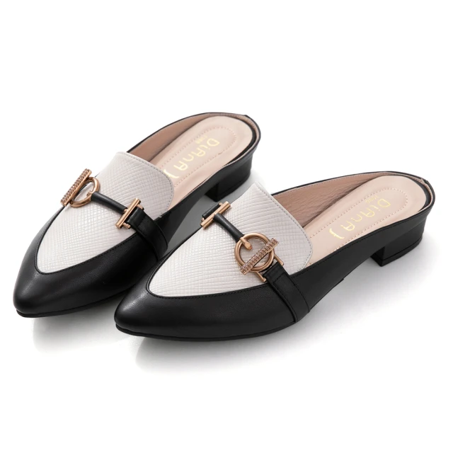 【DIANA】1.8cm牛皮x羊皮柔色系尖頭馬銜釦樂福穆勒跟鞋-優雅甜美(黑) 歷史價格詳細信息