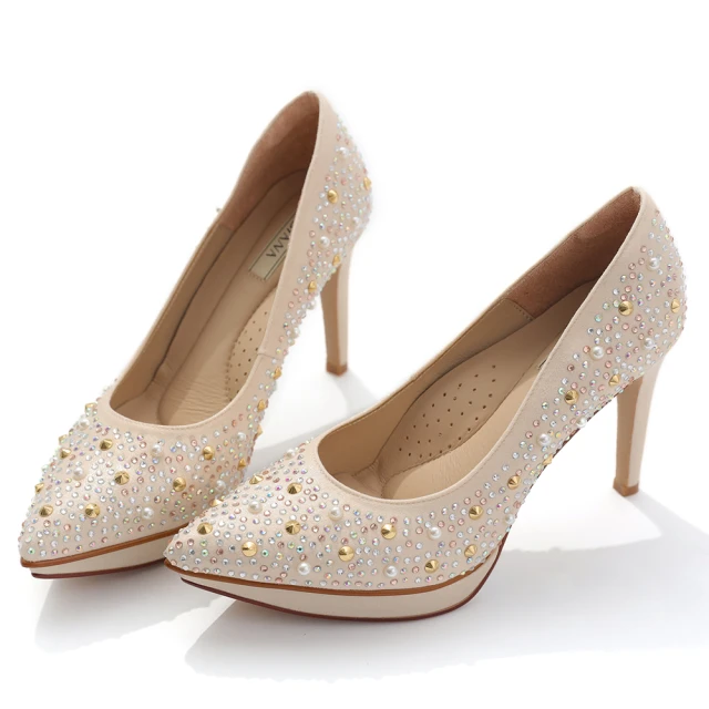 【DIANA】10cm閃耀星辰紋布金屬線條滾邊防水台細跟鞋-漫步雲端焦糖美人(白) 歷史價格詳細信息