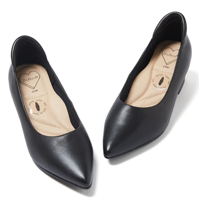【DIANA】舒適防磨真皮素面尖頭楦細跟5公分制鞋-漫步雲端高枕無憂款(黑) 歷史價格詳細信息
