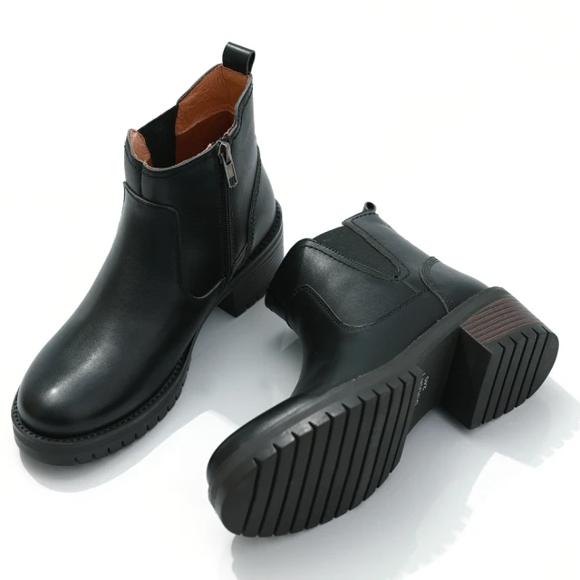 【DIANA】5 cm質感雙色牛皮彈性布鞋口設計側拉鍊德比短靴-經典復古(黑) 歷史價格詳細信息