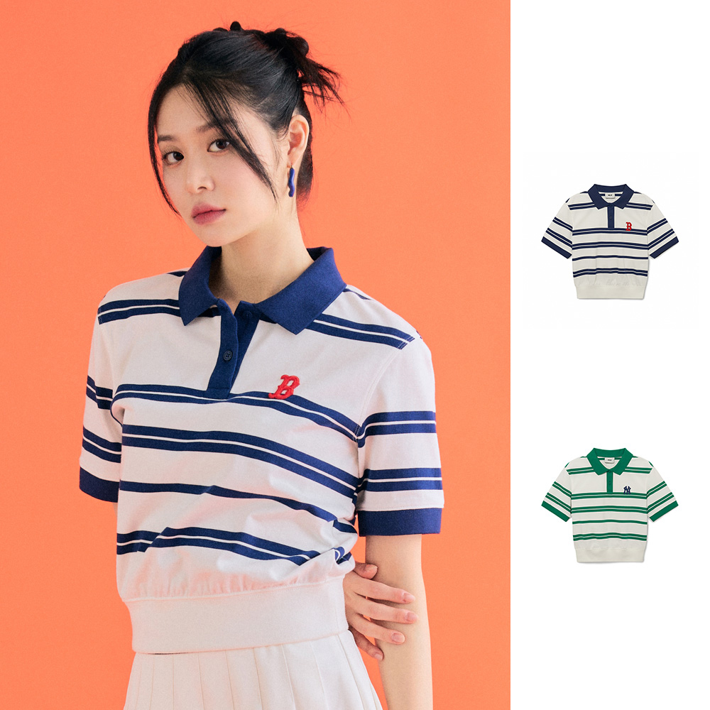 【MLB】女版短版Polo衫 道奇/洋基/紅襪隊(3FPQB0333-三色任選) 歷史價格詳細信息