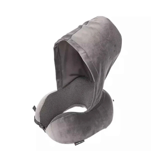 Travelmall 舒適記憶旅行連帽頸枕 灰 可拆洗式外襯 可折疊 U型帽 卡扣 便攜 舒適 靠墊 趴枕 簡約設計 歷史價格詳細信息