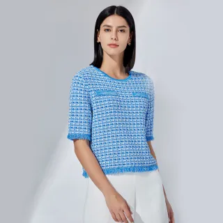 G2000時尚花呢緞織短袖休閒上衣-黑色 歷史價格詳細信息