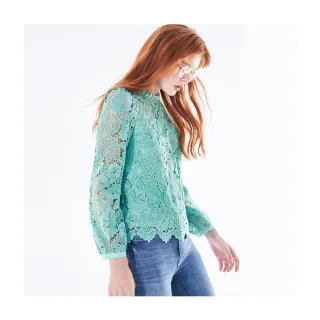 【Le Polka】湖水精靈透膚領口荷葉襯衫-女(薄長袖) 歷史價格詳細信息