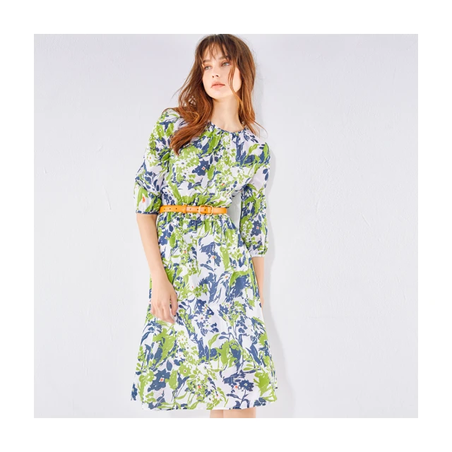 【Le Polka】綠林葉脈印花平口上衣-女 歷史價格詳細信息