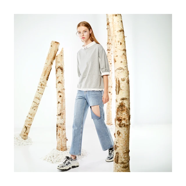 【Le Polka】線形長頸鹿設計短袖上衣-女 歷史價格詳細信息