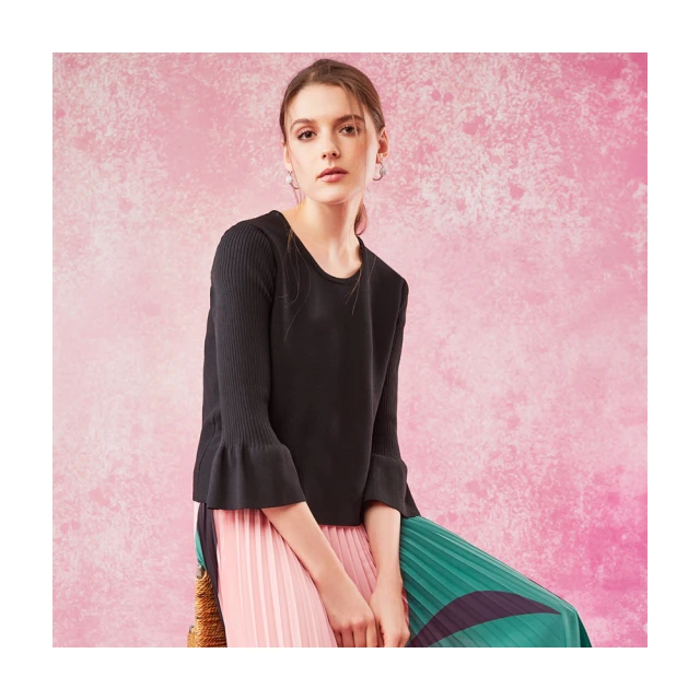 【Le Polka】圓領彩點印花雪紡傘襬上衣-女 歷史價格詳細信息