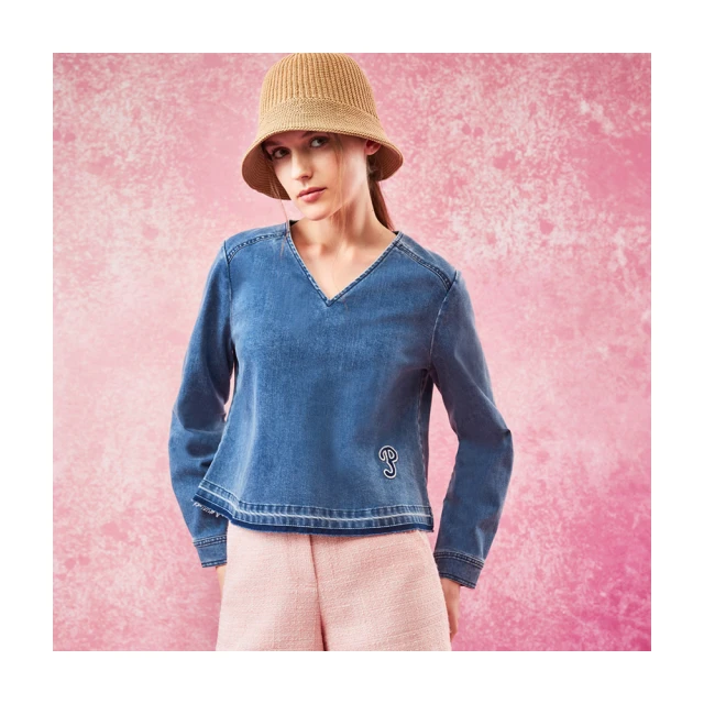 【Le Polka】V領落肩百搭針織上衣-女 歷史價格詳細信息