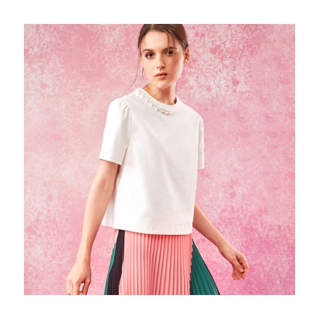 【Le Polka】圓領彩點印花雪紡傘襬上衣-女 歷史價格詳細信息