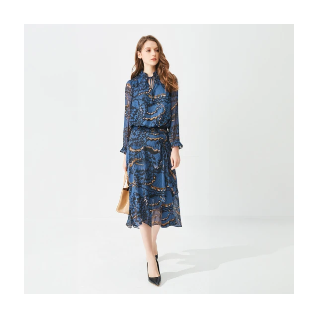 【Le Polka】燕尾蝶雪紡印花長裙-女 歷史價格詳細信息